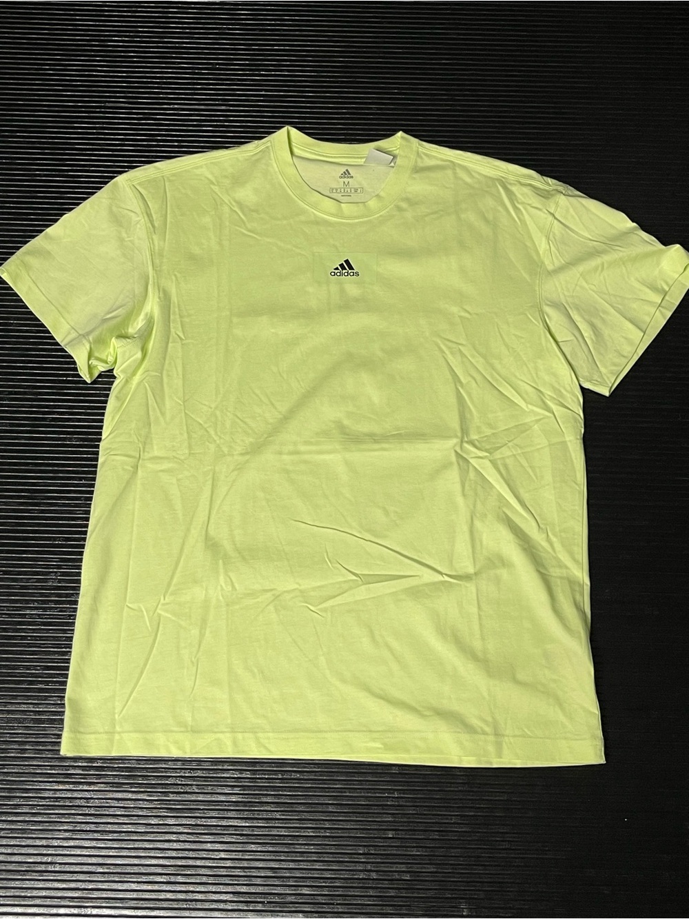 adidas Men's Neon Lime Short Sleeve Tee with Small Chest Logo